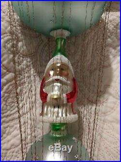 93-405-0 Christopher Radko ICE STAR SANTA Wired Double Ball Christmas Ornament