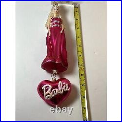 BARBIE Christopher Radko Doll Heart Glass Ornament In Box 1998 Rare