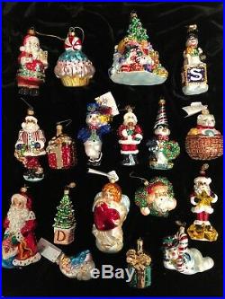 Beautiful Vintage Lot of 18 Christopher Radko Christmas Ornaments includes Boxes