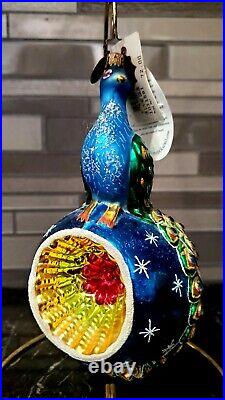 CHRISTOPHER RADKO 20TH ANNIVERSARY PEACOCK GLASS CHRISTMAS ORNAMENT WithTAG