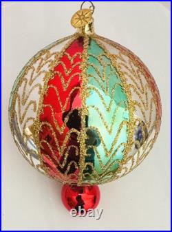 CHRISTOPHER RADKO 6 Ball GILDED CHARMS Drop Ornament Red Green Silver 01-345-0