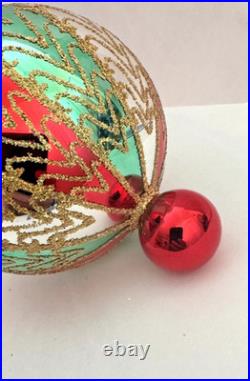 CHRISTOPHER RADKO 6 Ball GILDED CHARMS Drop Ornament Red Green Silver 01-345-0