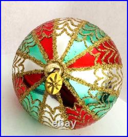CHRISTOPHER RADKO 6 Ball GILDED CHARMS Drop Ornament Red Green Silver 01-345-0