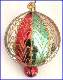 CHRISTOPHER RADKO 6 Ball GILDED CHARMS Drop Ornament Red Green Silver 01-345-0