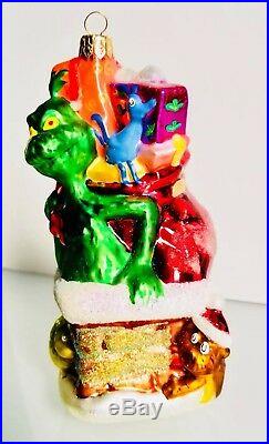 CHRISTOPHER RADKO Dr. Seuss Up On The Rooftop Grinch Ornament Mouth Blown Glass