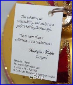 CHRISTOPHER RADKO FESTIVA Christmas Ornament 96-212-0 LARGE TEARDROP BALL