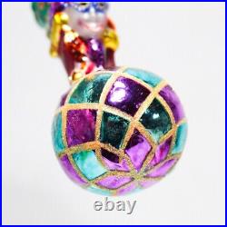 CHRISTOPHER RADKO Festive Feats Jester Mardi Gras Glass Christmas Ornament