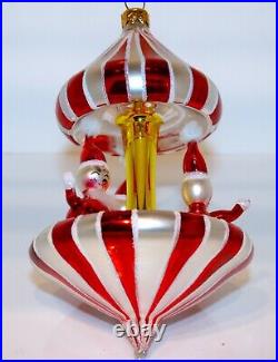CHRISTOPHER RADKO Glass Christmas Ornament PEPPERMINT TWIST Santa Carousel ITALY
