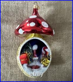 CHRISTOPHER RADKO Glass Santa Shroom Ornament ITALIAN Diorama Christmas