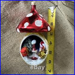 CHRISTOPHER RADKO Glass Santa Shroom Ornament ITALIAN Diorama Christmas