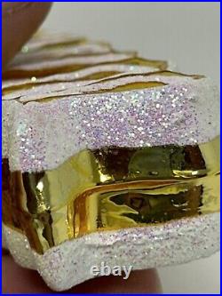 CHRISTOPHER RADKO Gold Ribbon Candy Delight Glass Christmas Ornament Retired