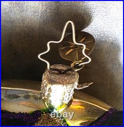 CHRISTOPHER RADKO Halloween Ornament WITCH ON BROOM with BATS Moon & Broom