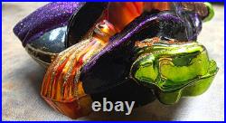 CHRISTOPHER RADKO Halloween Ornament WITCH ON BROOM with BATS Moon & Broom