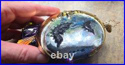 CHRISTOPHER RADKO Halloween Ornament WITCH ON BROOM with BATS Moon & Broom