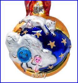 CHRISTOPHER RADKO Hey Diddle Diddle Nursery Rhyme Christmas Glass Ornament