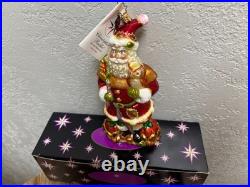 CHRISTOPHER RADKO LARGE WALL HANGING RESIN WREATH-DISPLAYS ORNAMENTS-With6 SANTAS