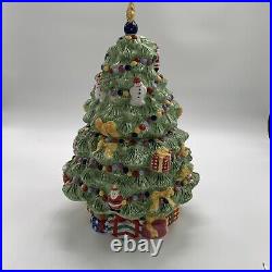 CHRISTOPHER RADKO Large Christmas Tree Cookie Jar Animals Centerpiece 15