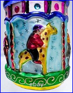 CHRISTOPHER RADKO Merry Maytime Circus Zoo Carousel Glass Christmas Ornament