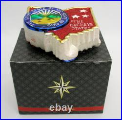 CHRISTOPHER RADKO OHIO THE BUCKEYE STATE GLASS ORNAMENT With BOX & TAGS INITIALED