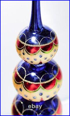 CHRISTOPHER RADKO On A Mission Finial Glass Christmas Tree topper Ornament RARE