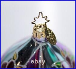 CHRISTOPHER RADKO Pastel Stained Glass Dragonfly Jumbo Teardrop Ornament RARE