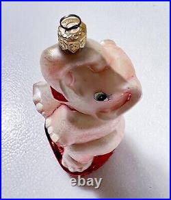 CHRISTOPHER RADKO Pearly Circus Pink Elephant Glass Christmas Ornament