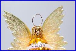 CHRISTOPHER RADKO Seventh Heaven Blue Angel with Wings Glass Christmas Ornament