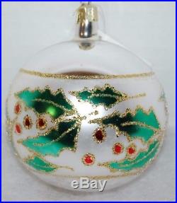 CHRISTOPHER RADKO THE HOLLY Christmas Ornament 89-049-0 Ball with holly