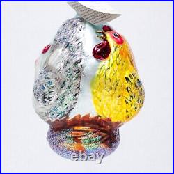 CHRISTOPHER RADKO Three French Hens Glass Christmas Ornament with Tag SIGNED