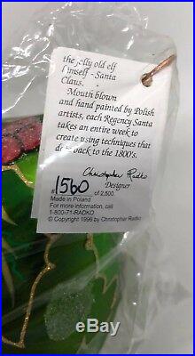 CHRISTOPHER RADKO VINTAGE REGENCY SANTA GLASS ORNAMENT Cat#97-SP-24, 1560/2500