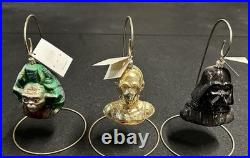 CHRISTOPHER RADKO Vader, Yoda, C3-PO, STAR WARS 1998 Glass Ornament Lot