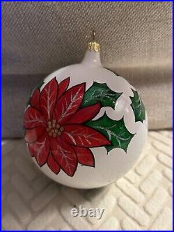 CHRISTOPHER Radko Christmas Poinsettia Ball Christmas Ornament 5