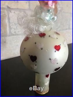 CUPID'S LOVE FINIAL Christopher Radko Valentine's Day Pink Heart Ornament Topper