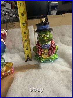 Chris radko Multicolor Glass Glitter Christmas Ornaments Lot with Santa /