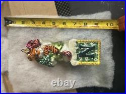 Chris radko Multicolor Glass Glitter Christmas Ornaments Lot with Santa /