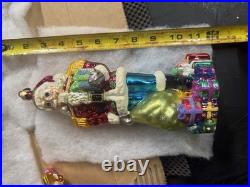 Chris radko Multicolor Glass Glitter Christmas Ornaments Lot with Santa /