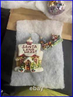 Chris radko Multicolor Glass Glitter Christmas Ornaments Lot with Santa /