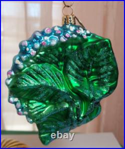 Christopher RADKO 4.5 blue HYDRANGEA FROST blown glass ornament RARE