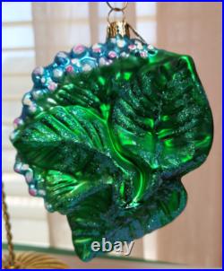 Christopher RADKO 4.5 blue HYDRANGEA FROST blown glass ornament RARE