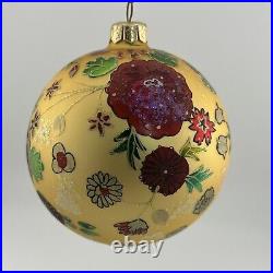 Christopher RADKO 4 Ball Glass Ornament Gold Floral Flower Garden Very Rare