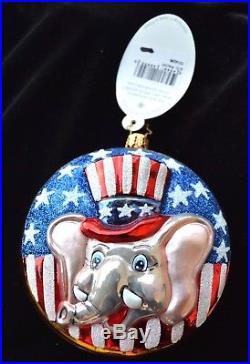 Christopher RADKO Christmas Ornament G. O. Pachy Republican Elephant With Tag Rare
