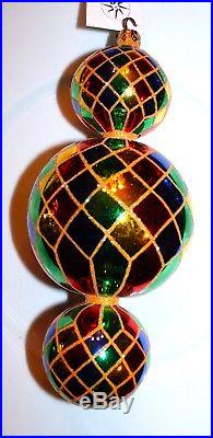 Christopher Radko 15th Anniversary TRIPLE HARLEQUIN Glass Christmas Ornament