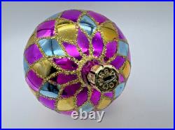 Christopher Radko 1989 Pastel Harlequin Ornament 4 Early Cap Vintage Glass Ball