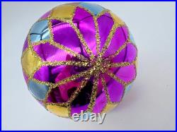 Christopher Radko 1989 Pastel Harlequin Ornament 4 Early Cap Vintage Glass Ball