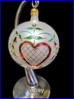 Christopher Radko 1990 Hearts & Flowers 4.5 White Ball Ornament 90-015-0
