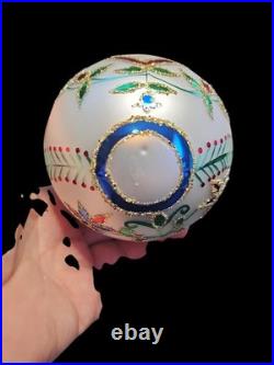 Christopher Radko 1990 Hearts & Flowers 4.5 White Ball Ornament 90-015-0
