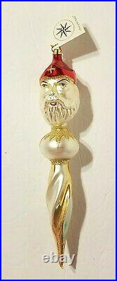 Christopher Radko 1992 MERLIN SANTA Icicle Christmas Ornament Gold/Silver with TAG