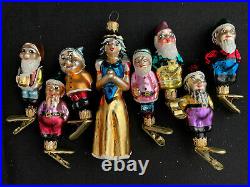 Christopher Radko 1995 And Snowy Makes Eight Snow White Dwarfs Disney Ornaments
