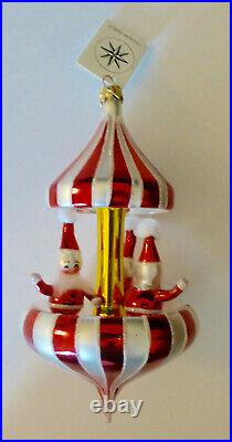 Christopher Radko 1996 PEPPERMINT TWIST Santa Carousel Christmas Ornament. ITALY