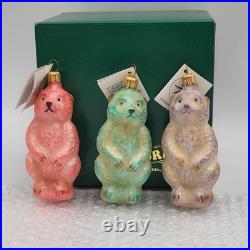 Christopher Radko 1997 Frosty Bears 97048 Glass Ornament Set of 3